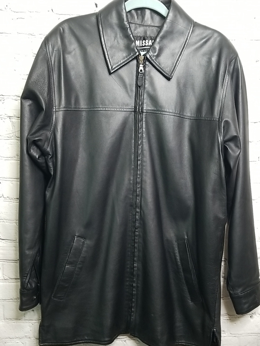 Missani Leather Jacket Mens Small Blazer EUC